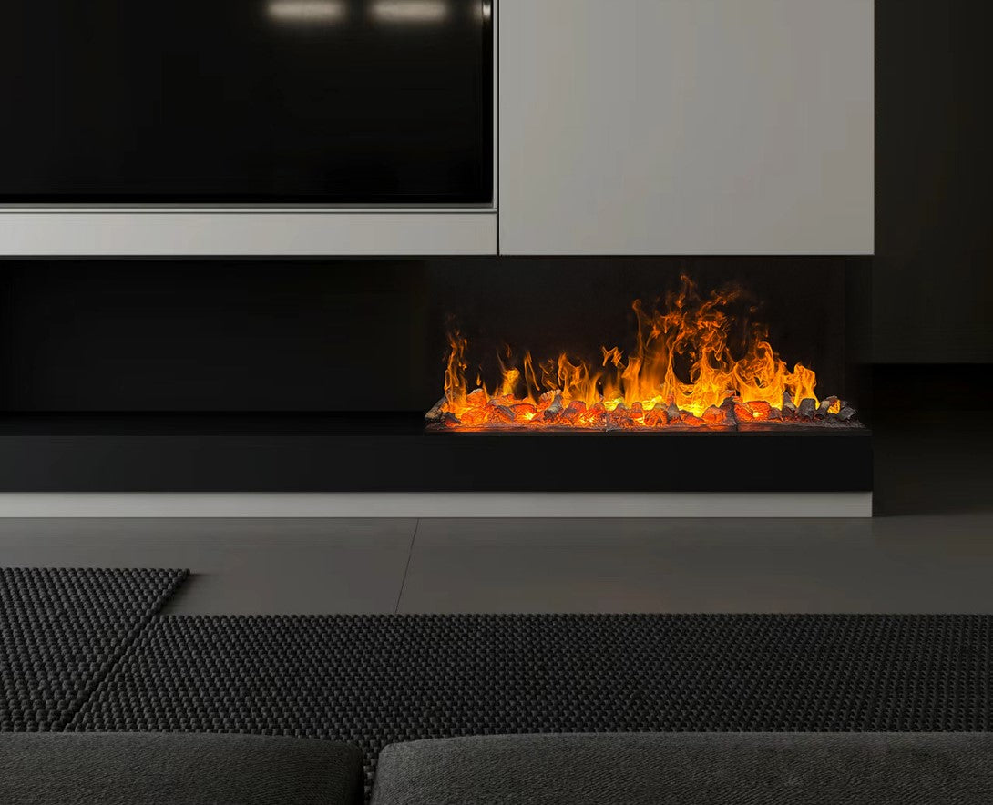 MIST (Water Vapor) Fireplace with Remote, No Heat, Matt Black ,With log